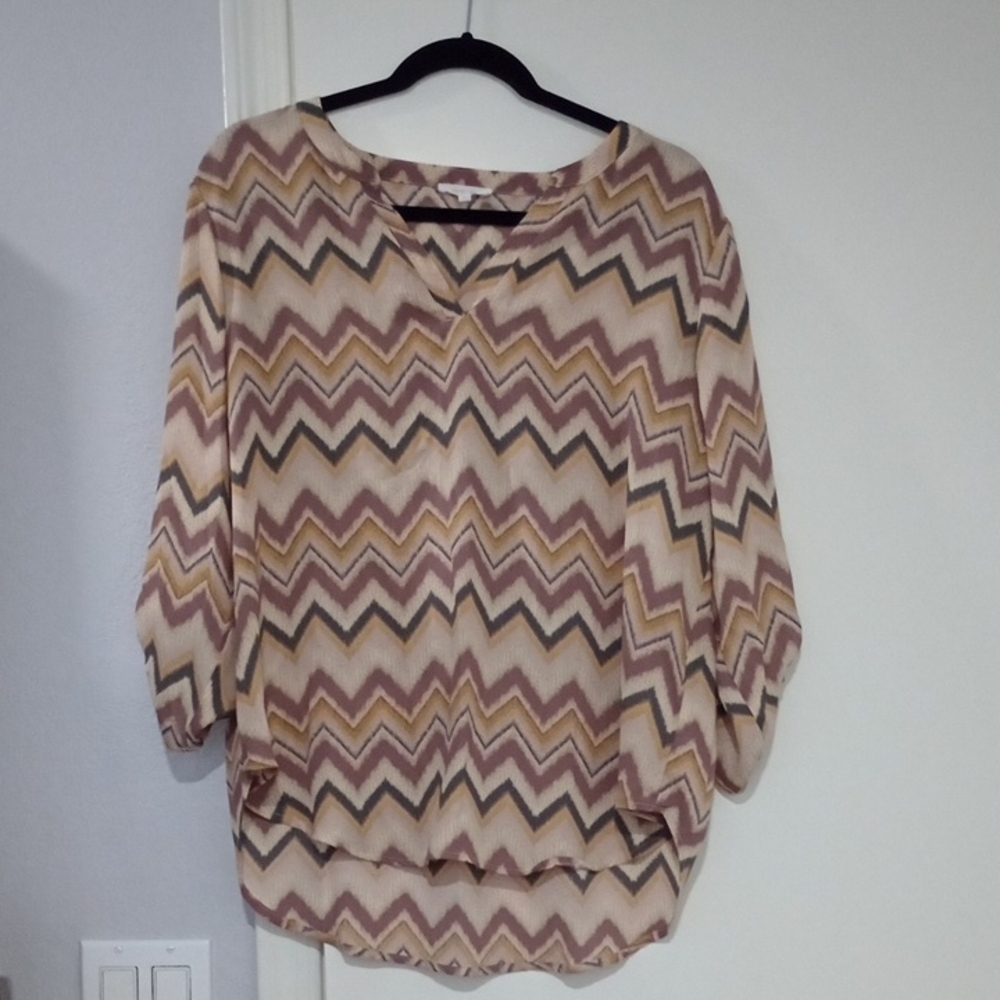 Maurices Chevron Blouse in Brown and Cream
